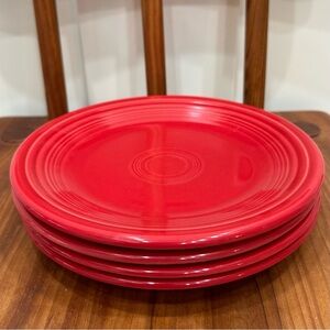Set of 4 Fiestaware Red 7in Plates Fiesta Ware Homer Laughlin Retro Vintage